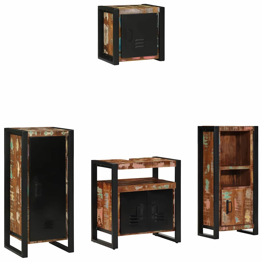 Bathroom Furniture Set with Drawer 4 pcs Solid Reclaim Wood