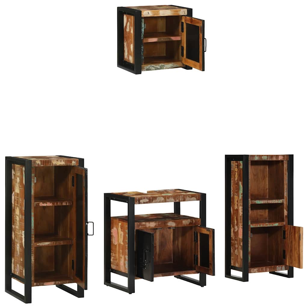 Bathroom Furniture Set with Drawer 4 pcs Solid Reclaim Wood