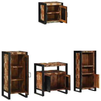 Bathroom Furniture Set with Drawer 4 pcs Solid Reclaim Wood