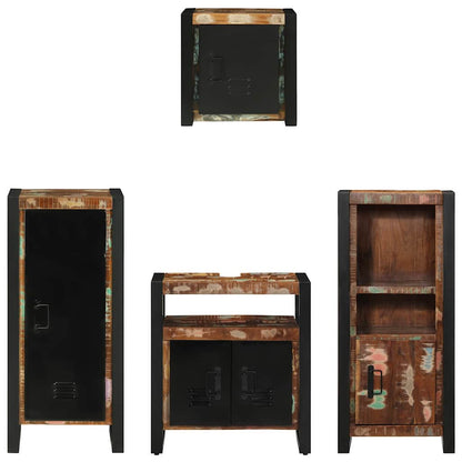 Bathroom Furniture Set with Drawer 4 pcs Solid Reclaim Wood