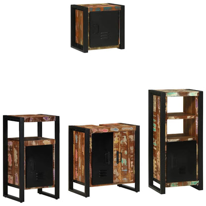 Bathroom Furniture Set with Drawer 4 pcs Solid Reclaim Wood