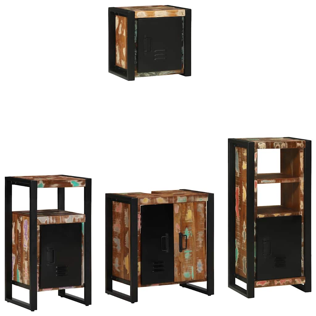 Bathroom Furniture Set with Drawer 4 pcs Solid Reclaim Wood