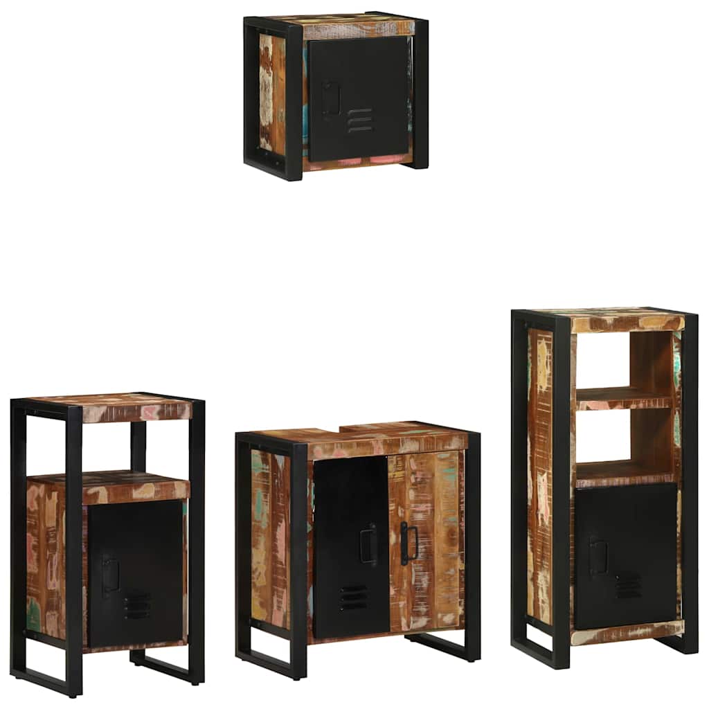 Bathroom Furniture Set with Drawer 4 pcs Solid Reclaim Wood
