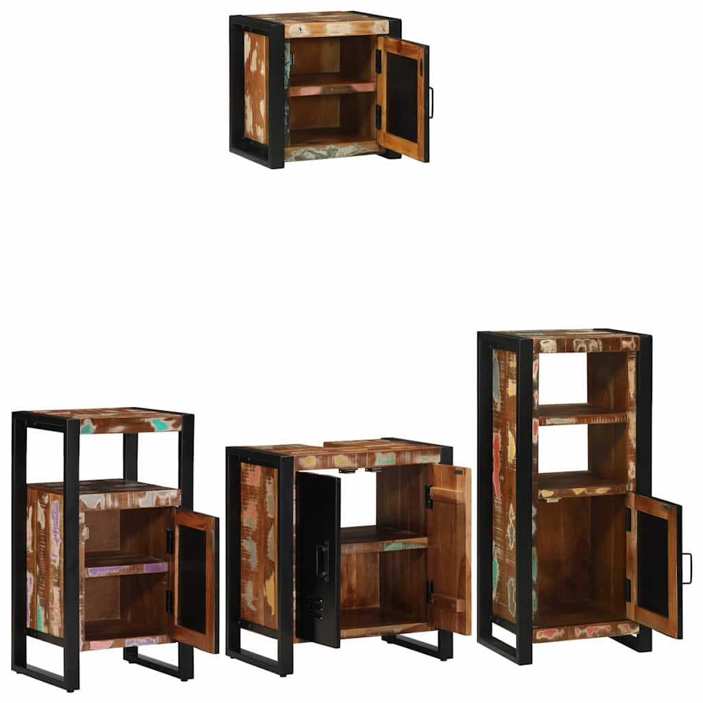 Bathroom Furniture Set with Drawer 4 pcs Solid Reclaim Wood