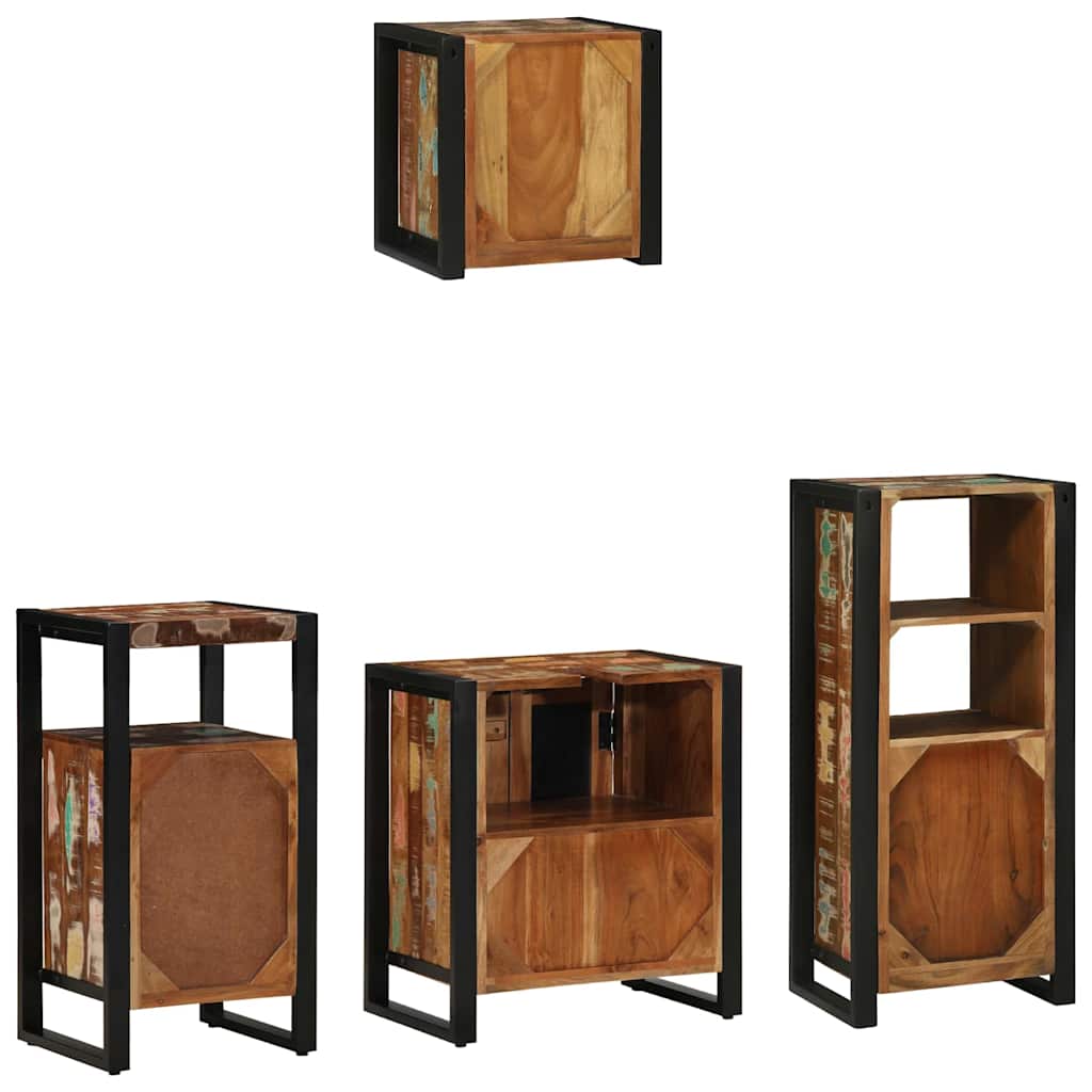 Bathroom Furniture Set with Drawer 4 pcs Solid Reclaim Wood