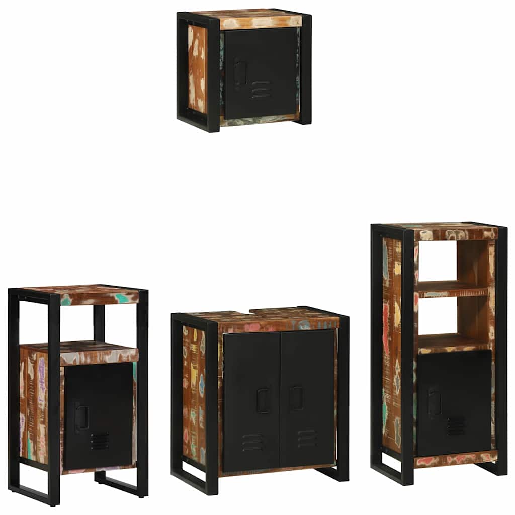 Bathroom Furniture Set with Drawer 4 pcs Solid Reclaim Wood