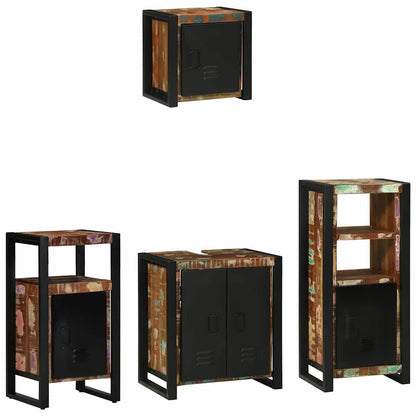 Bathroom Furniture Set with Drawer 4 pcs Solid Reclaim Wood