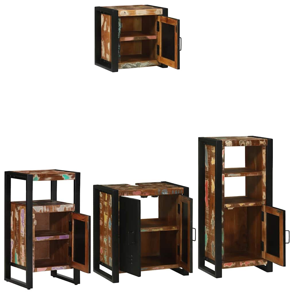 Bathroom Furniture Set with Drawer 4 pcs Solid Reclaim Wood