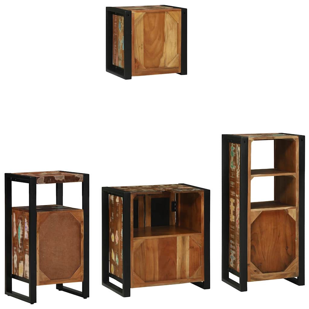 Bathroom Furniture Set with Drawer 4 pcs Solid Reclaim Wood