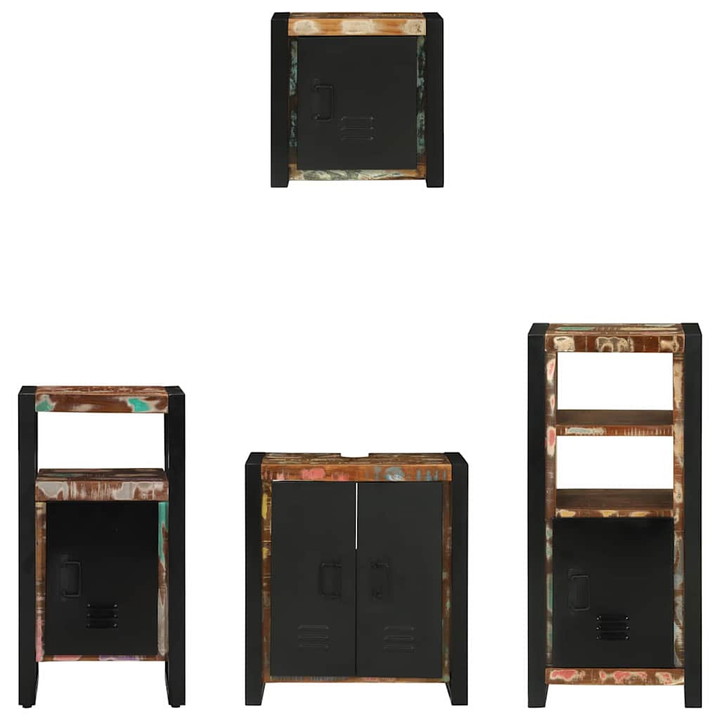 Bathroom Furniture Set with Drawer 4 pcs Solid Reclaim Wood