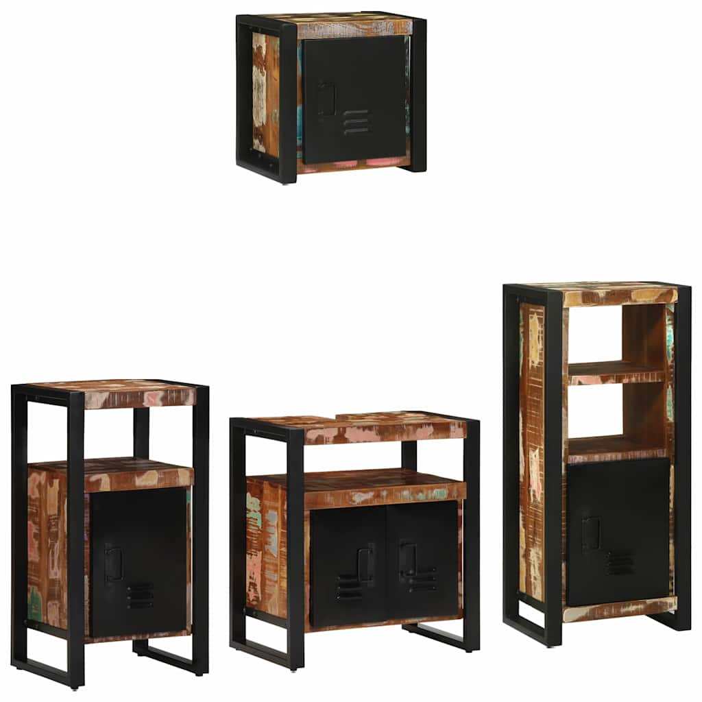 Bathroom Furniture Set with Drawer 4 pcs Solid Reclaim Wood