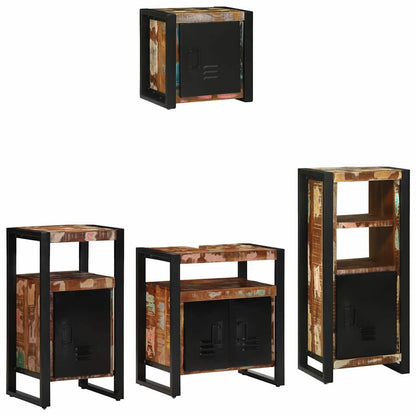 Bathroom Furniture Set with Drawer 4 pcs Solid Reclaim Wood