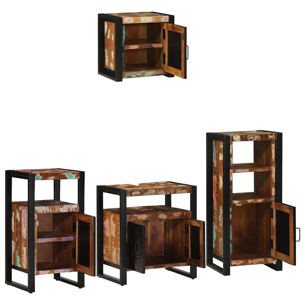 Bathroom Furniture Set with Drawer 4 pcs Solid Reclaim Wood