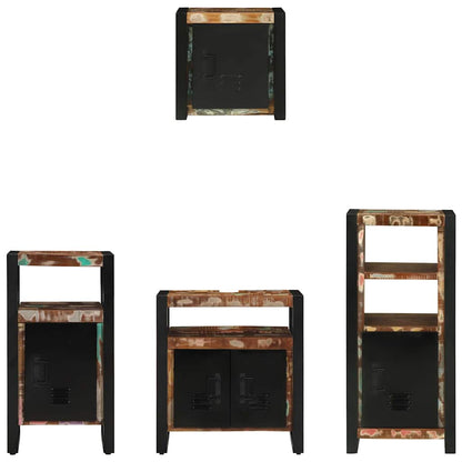 Bathroom Furniture Set with Drawer 4 pcs Solid Reclaim Wood