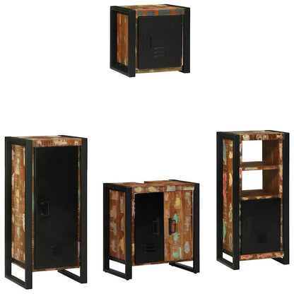 Bathroom Furniture Set with Drawer 4 pcs Solid Reclaim Wood