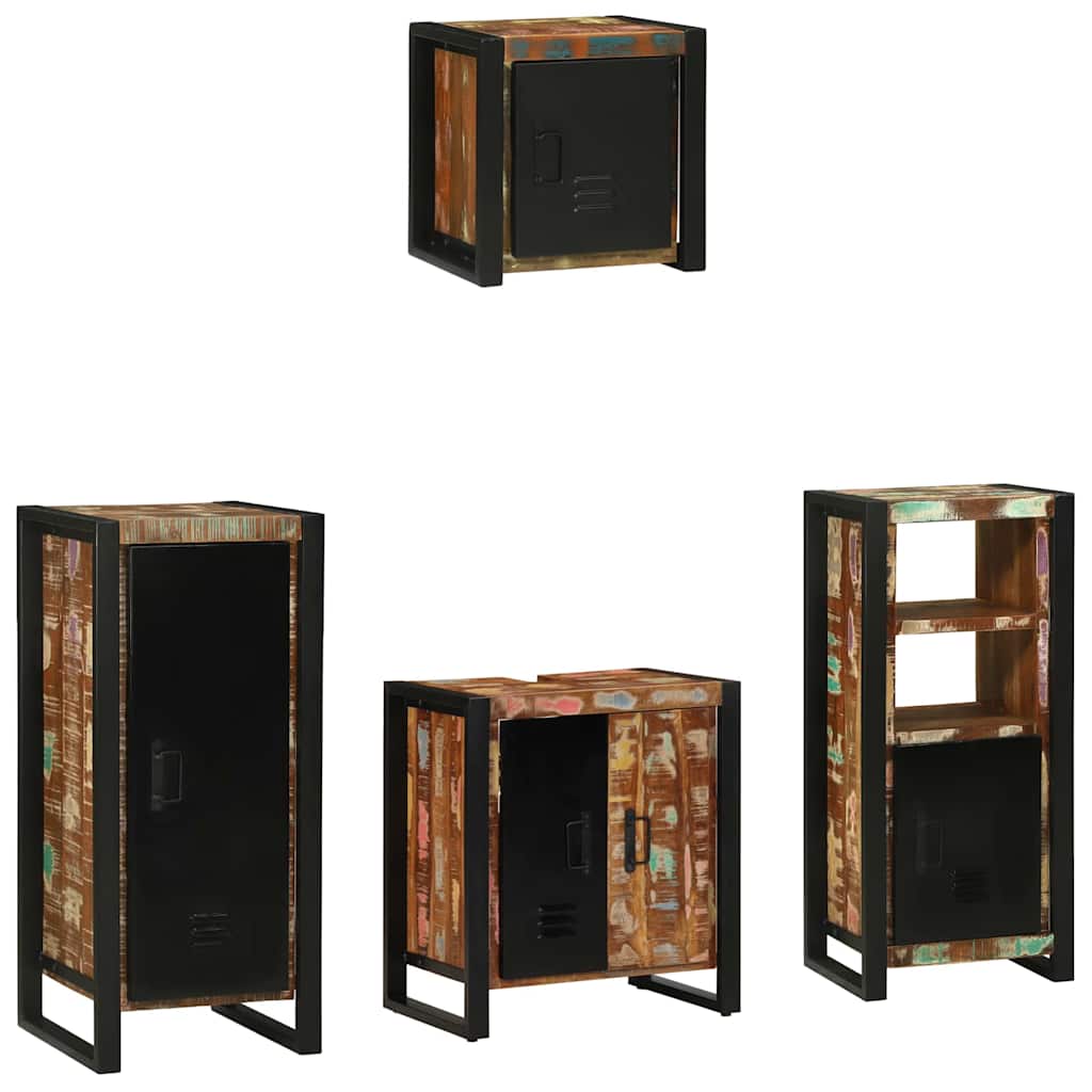 Bathroom Furniture Set with Drawer 4 pcs Solid Reclaim Wood