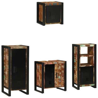 Bathroom Furniture Set with Drawer 4 pcs Solid Reclaim Wood