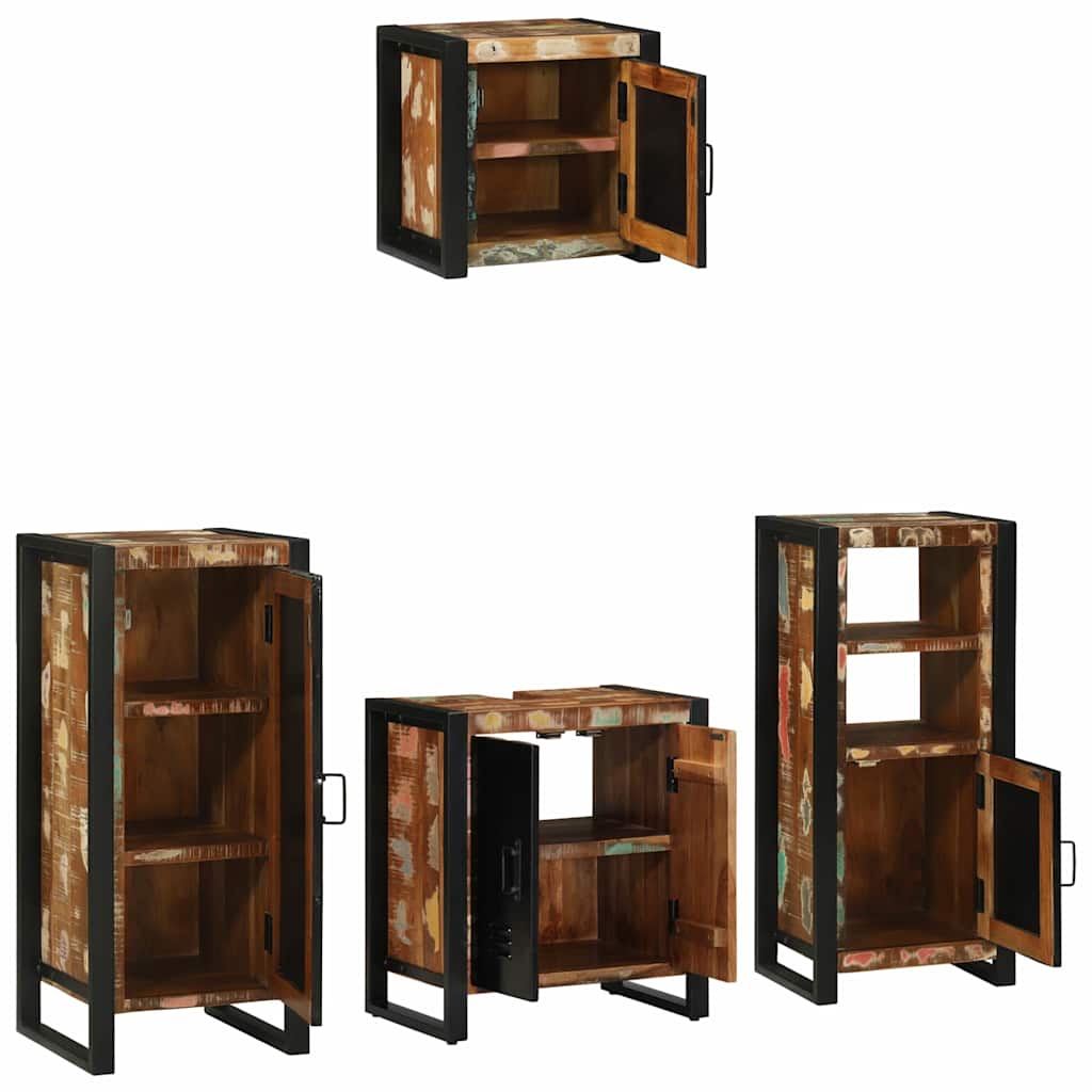 Bathroom Furniture Set with Drawer 4 pcs Solid Reclaim Wood