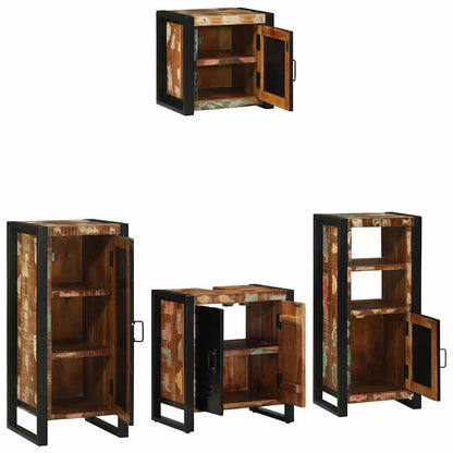 Bathroom Furniture Set with Drawer 4 pcs Solid Reclaim Wood