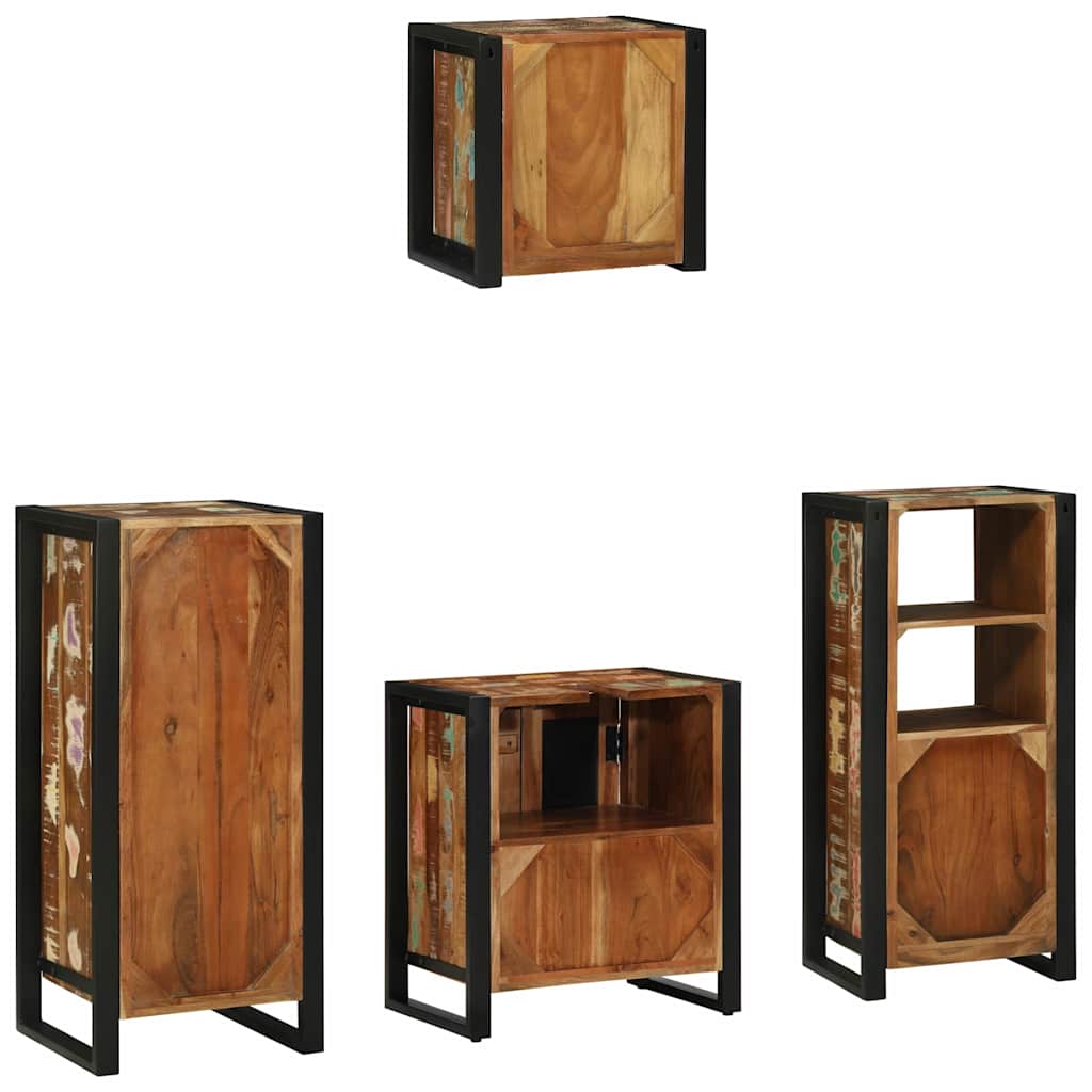 Bathroom Furniture Set with Drawer 4 pcs Solid Reclaim Wood