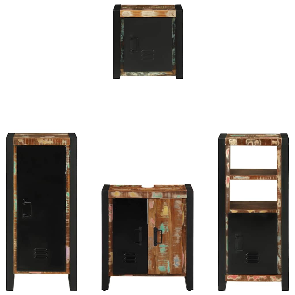 Bathroom Furniture Set with Drawer 4 pcs Solid Reclaim Wood