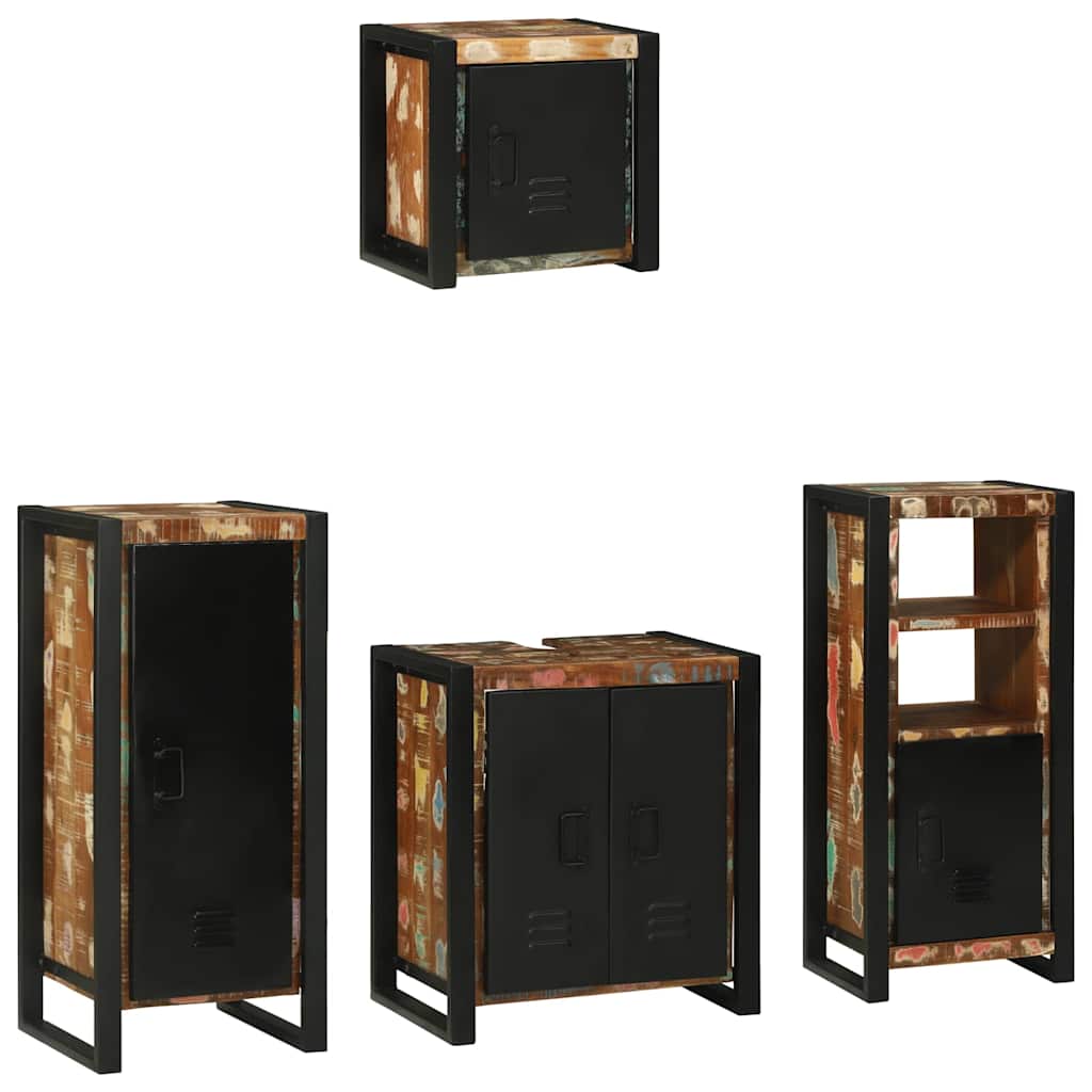 Bathroom Furniture Set with Drawer 4 pcs Solid Reclaim Wood