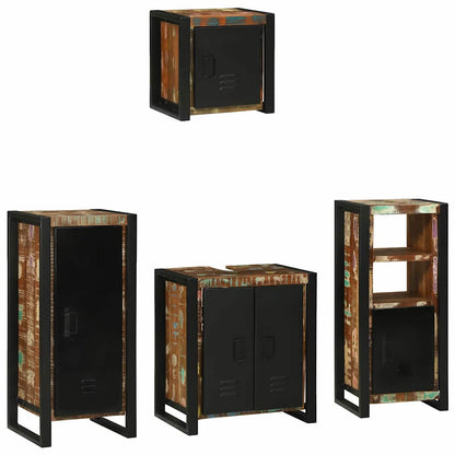 Bathroom Furniture Set with Drawer 4 pcs Solid Reclaim Wood