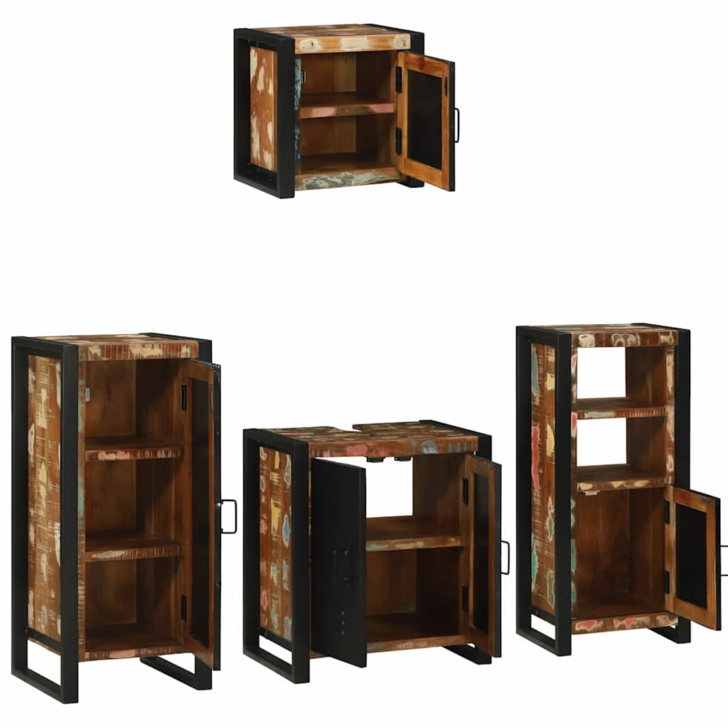 Bathroom Furniture Set with Drawer 4 pcs Solid Reclaim Wood
