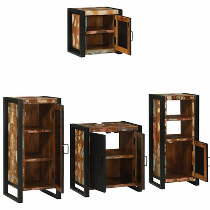 Bathroom Furniture Set with Drawer 4 pcs Solid Reclaim Wood