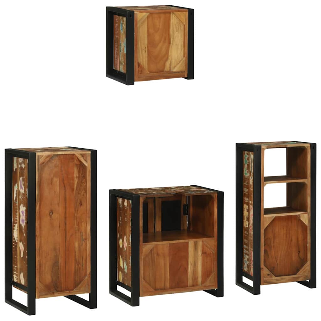 Bathroom Furniture Set with Drawer 4 pcs Solid Reclaim Wood