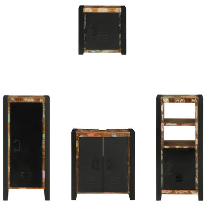 Bathroom Furniture Set with Drawer 4 pcs Solid Reclaim Wood