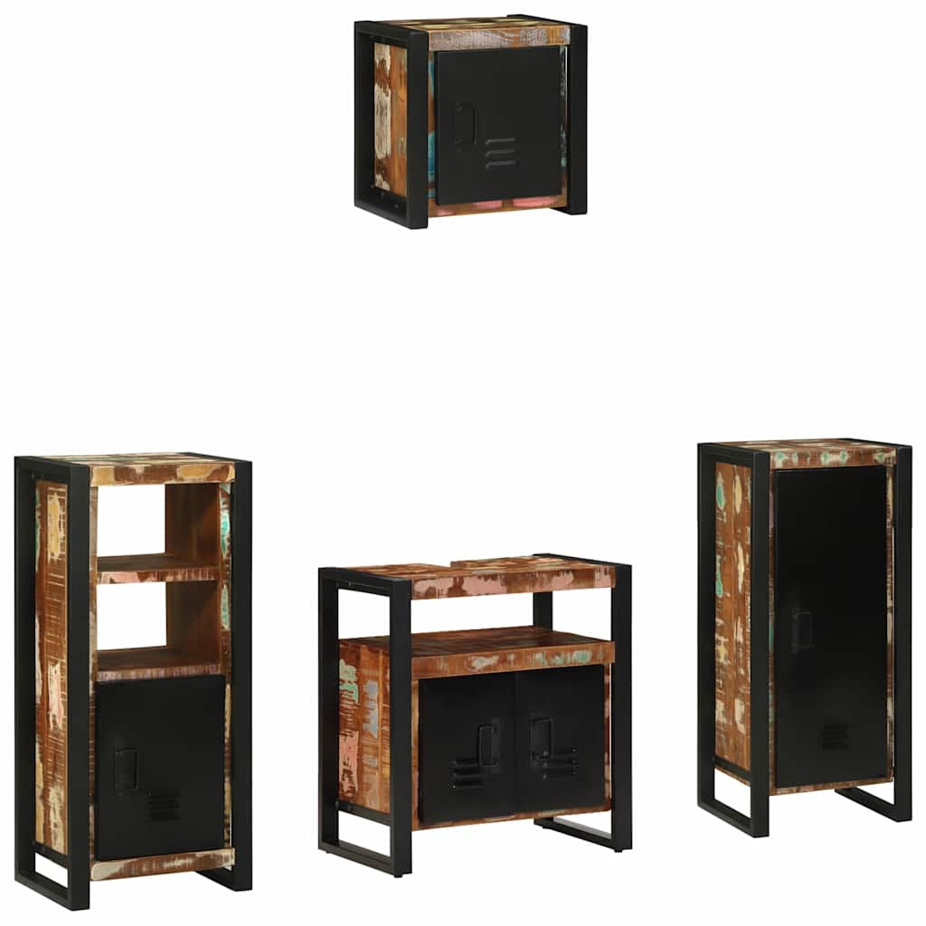 Bathroom Furniture Set with Drawer 4 pcs Solid Reclaim Wood