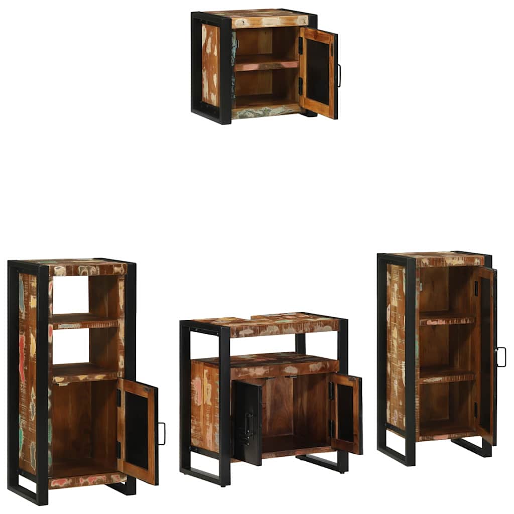 Bathroom Furniture Set with Drawer 4 pcs Solid Reclaim Wood