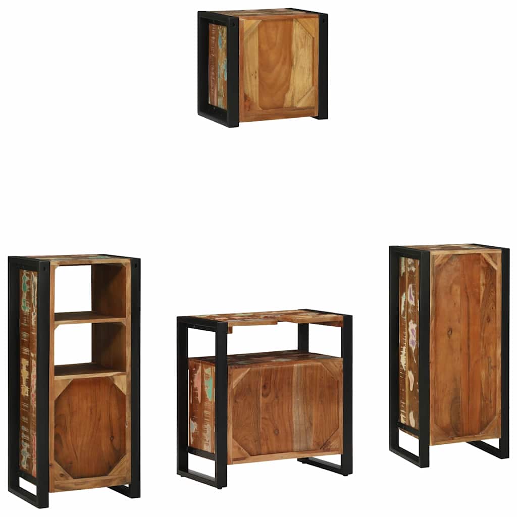 Bathroom Furniture Set with Drawer 4 pcs Solid Reclaim Wood