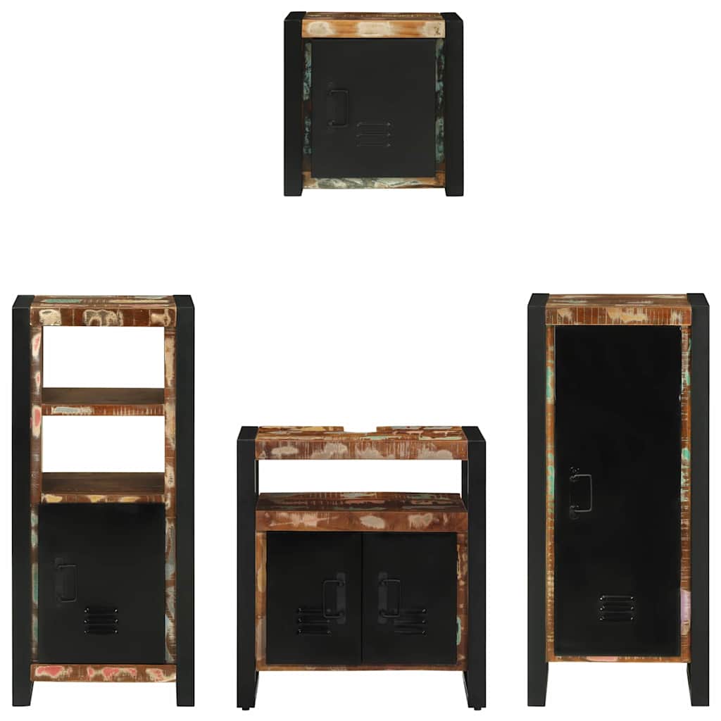 Bathroom Furniture Set with Drawer 4 pcs Solid Reclaim Wood
