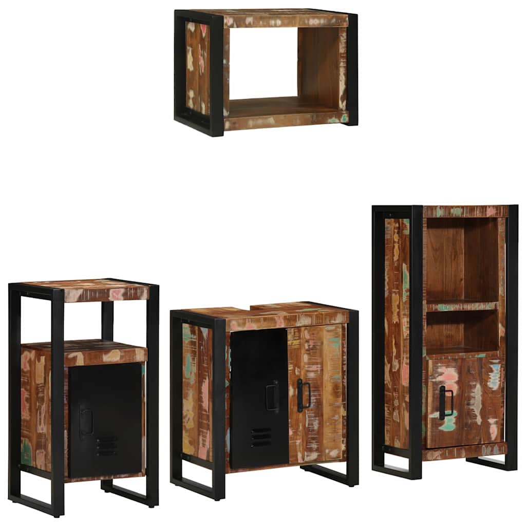Bathroom Furniture Set with Drawer 4 pcs Solid Reclaim Wood