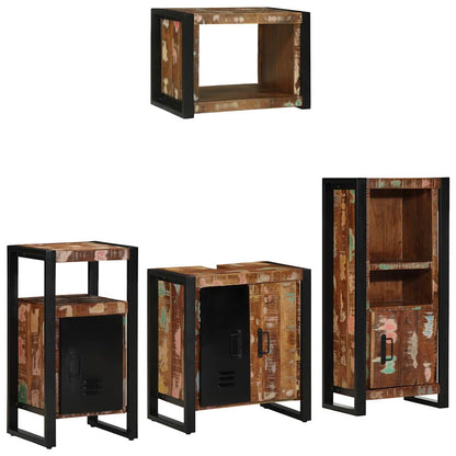 Bathroom Furniture Set with Drawer 4 pcs Solid Reclaim Wood