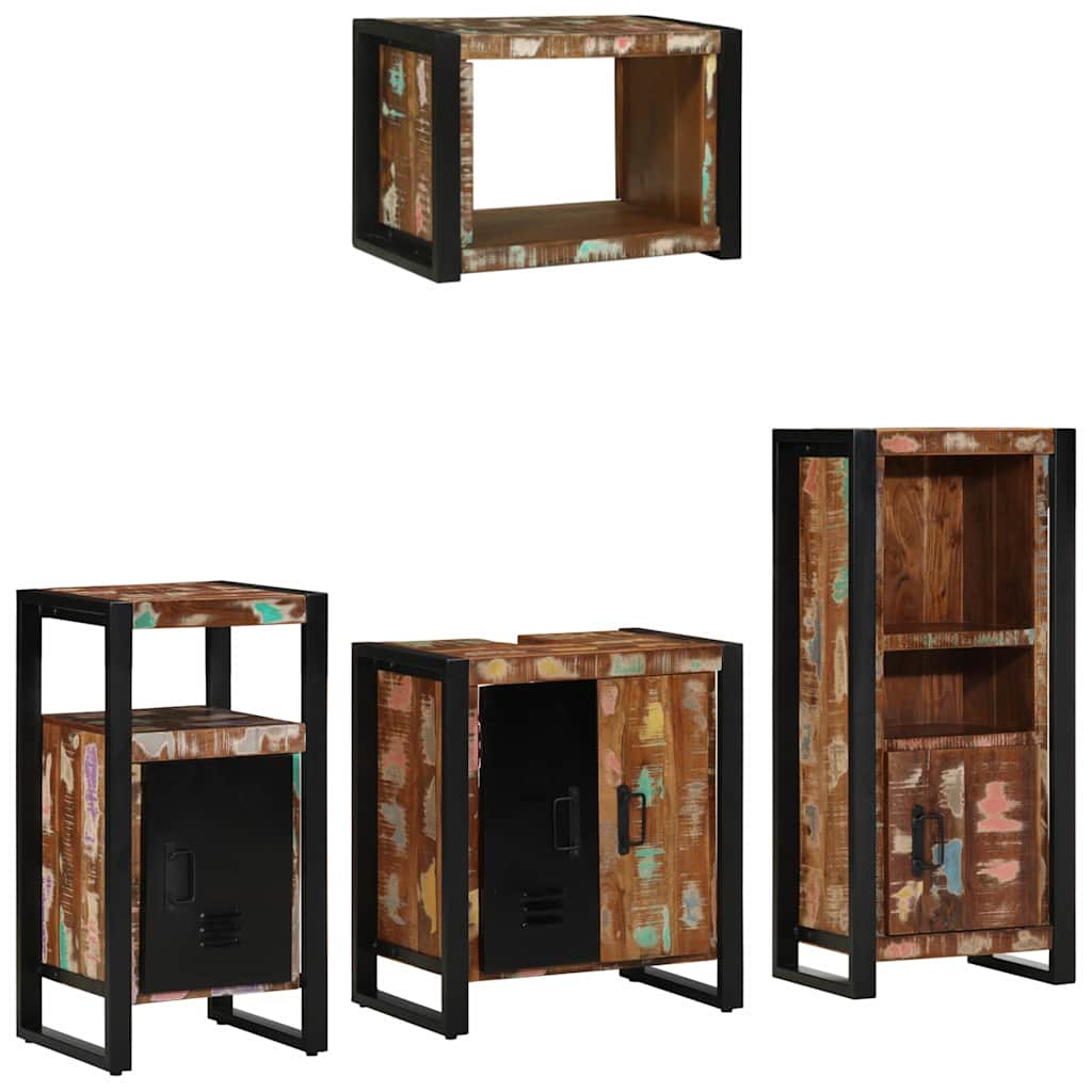 Bathroom Furniture Set with Drawer 4 pcs Solid Reclaim Wood