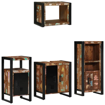Bathroom Furniture Set with Drawer 4 pcs Solid Reclaim Wood
