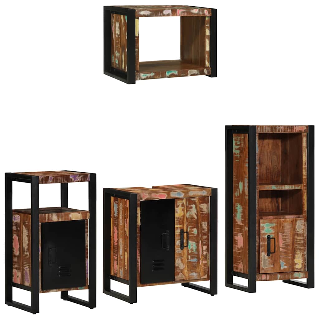 Bathroom Furniture Set with Drawer 4 pcs Solid Reclaim Wood