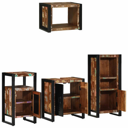 Bathroom Furniture Set with Drawer 4 pcs Solid Reclaim Wood