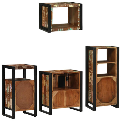 Bathroom Furniture Set with Drawer 4 pcs Solid Reclaim Wood