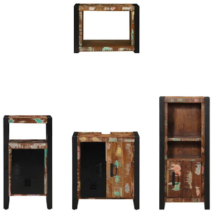 Bathroom Furniture Set with Drawer 4 pcs Solid Reclaim Wood
