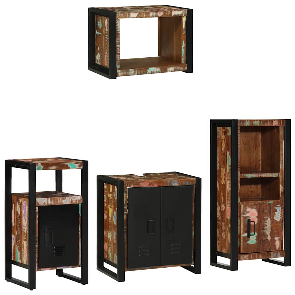 Bathroom Furniture Set with Drawer 4 pcs Solid Reclaim Wood