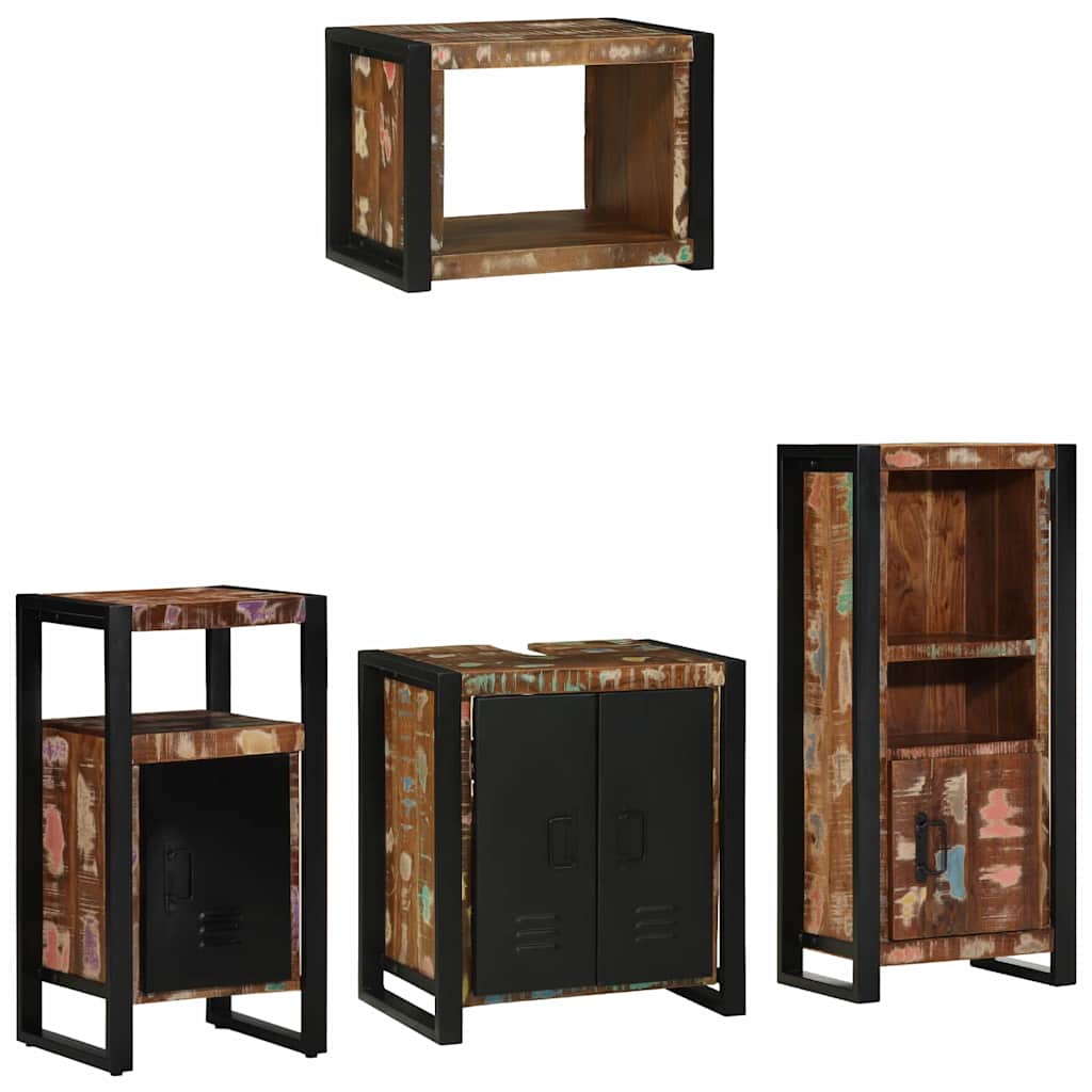 Bathroom Furniture Set with Drawer 4 pcs Solid Reclaim Wood