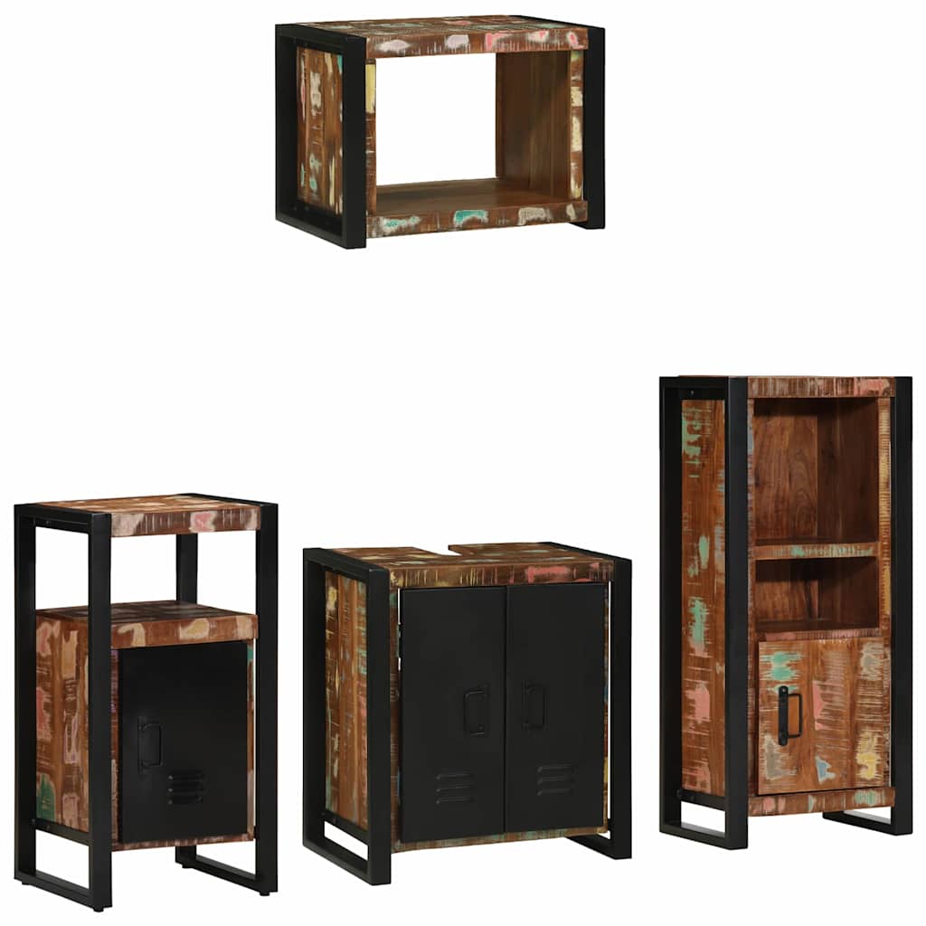 Bathroom Furniture Set with Drawer 4 pcs Solid Reclaim Wood