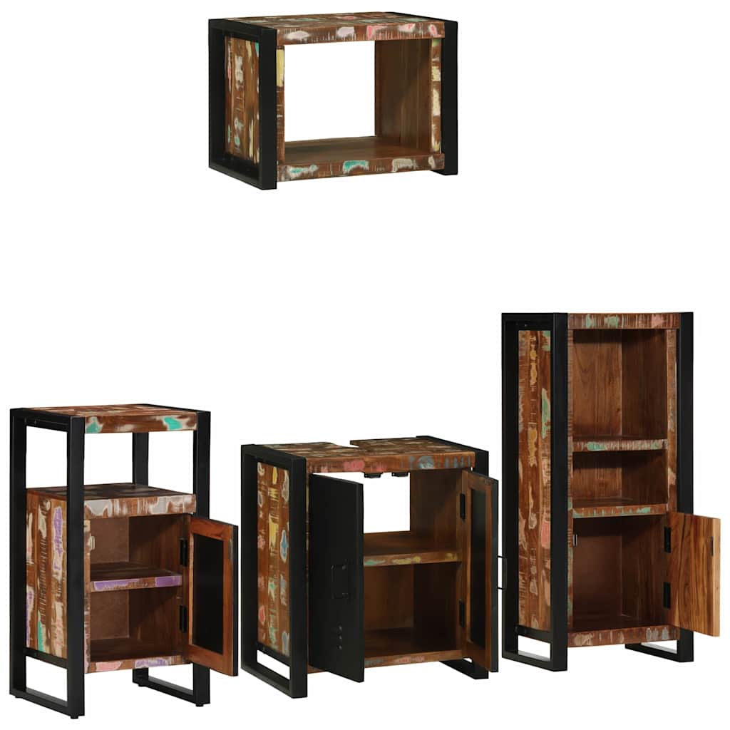 Bathroom Furniture Set with Drawer 4 pcs Solid Reclaim Wood