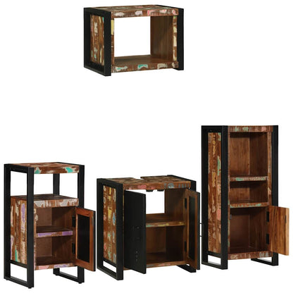 Bathroom Furniture Set with Drawer 4 pcs Solid Reclaim Wood