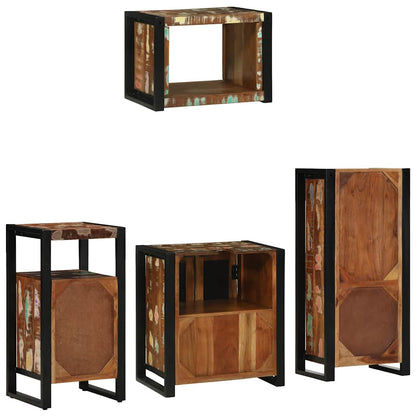 Bathroom Furniture Set with Drawer 4 pcs Solid Reclaim Wood