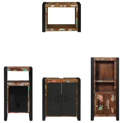 Bathroom Furniture Set with Drawer 4 pcs Solid Reclaim Wood